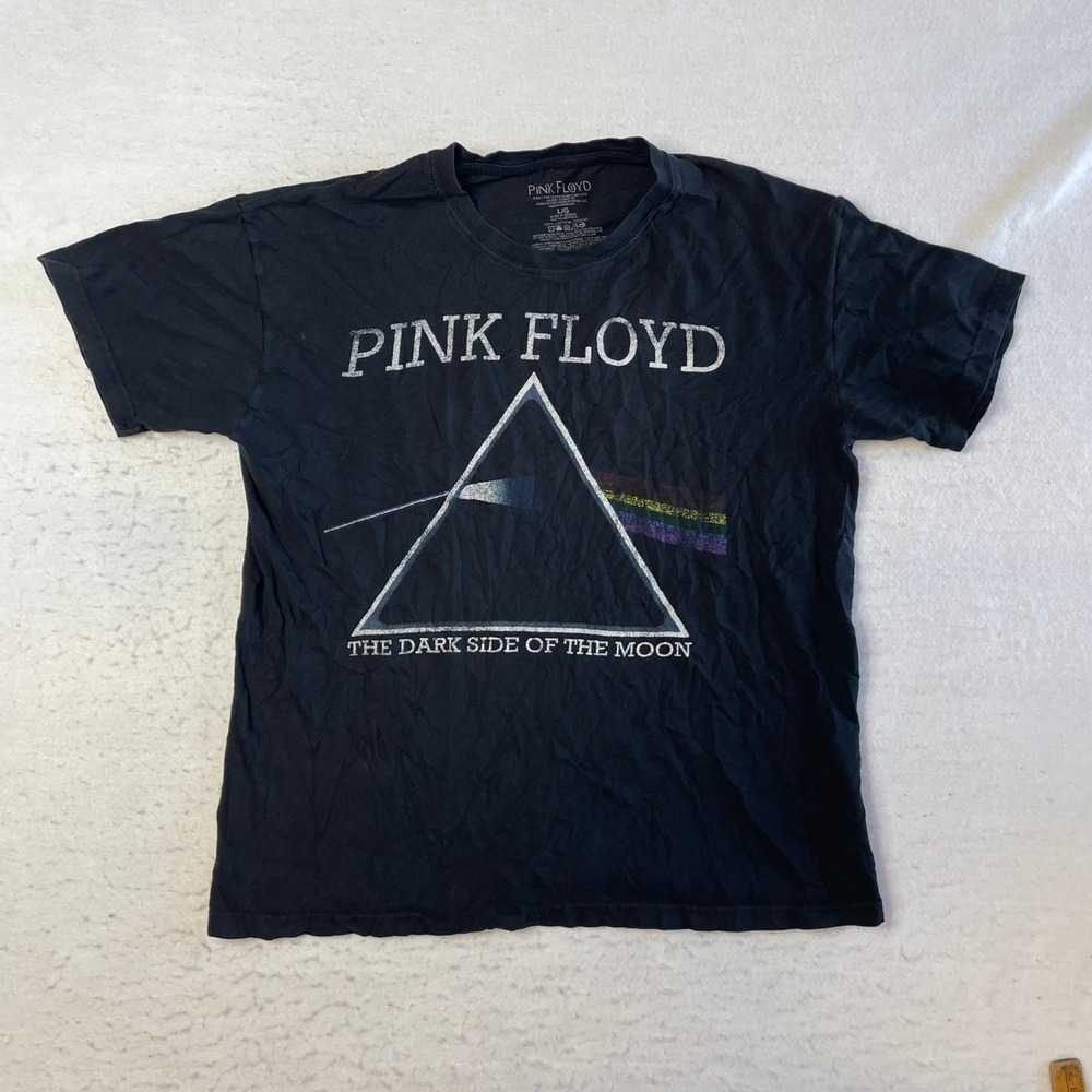 Pink Floyd T-Shirt Large Black Dark Side of the Moon Graphic Band Tee Cotton
